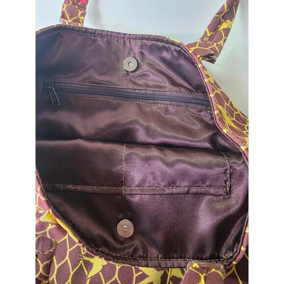 YAK PAK Brown Yellow Bird Flying Shopping Beach Large 16" Tote Bag - Picture 9 of 13